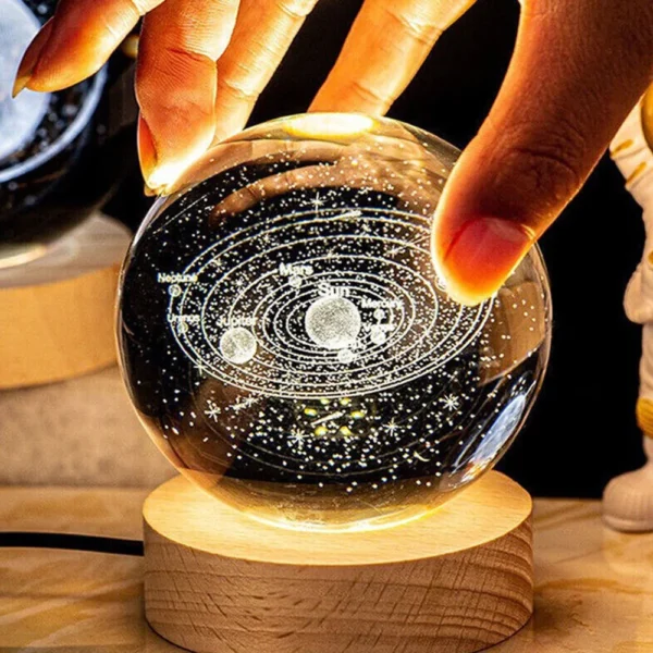 3D Laser Engraved Galaxy Crystal Ball Night Light