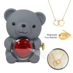 Rotating Rose Teddy Bear Jewelry Box with Necklace