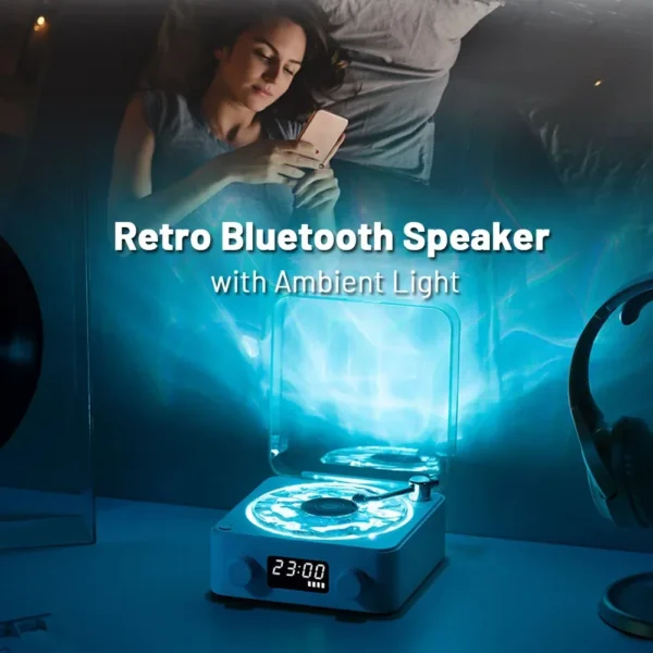 Siaradwr Vinyl Bluetooth Sŵn Retro Gwyn