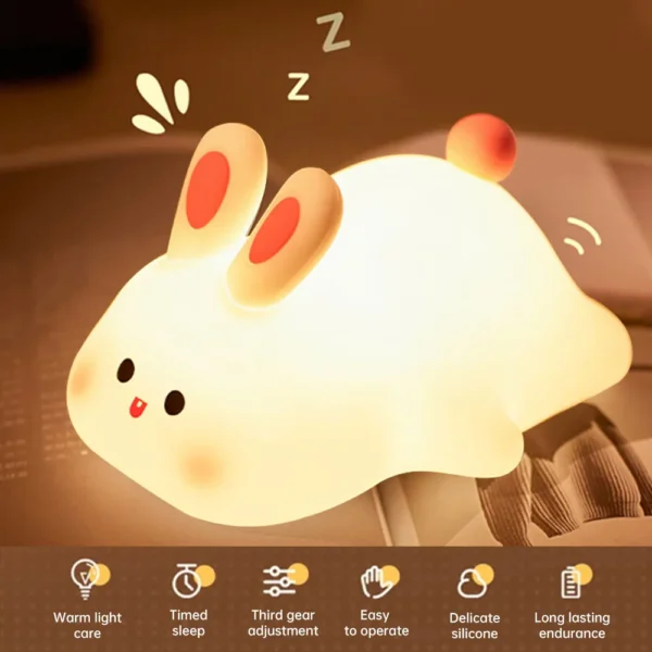 Cute Rabbit Pat Lamp Soft Night Light