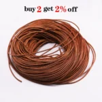 2-5m/lot 1.5 2 2.5 3 4 5 6mm 3 Color Genuine Cow Leather Round Thong Cord DIY Bracelet Findings Rope String For Jewelry Making
