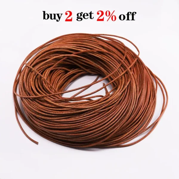 2-5m/lot 1.5 2 2.5 3 4 5 6mm 3 Color Genuine Cow Leather Round Thong Cord DIY Bracelet Findings Rope String For Jewelry Making