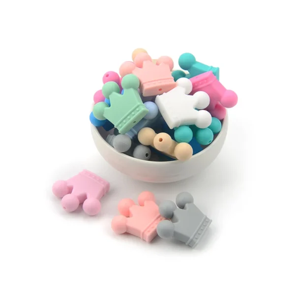 LOFCA Silicone Crown Beads 10pcs BPA Free Food Grade Silicone Beads Used in making Necklace Bracelets Jewelry accessories