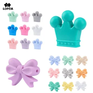 LOFCA Silicone Crown Beads 10pcs BPA Free Food Grade Silicone Beads Used in making Necklace Bracelets Jewelry accessories