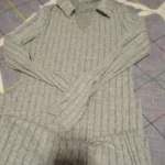 Women sexy knit V-neck reverse neck split dress autumn winter full sleeve elastic basic body sweater photo review