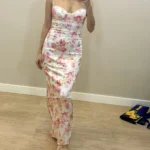 New Floral Suspender Split Slim Sleeveless Patry Beach Style Spaghetti Strap Dress Women Clothes Mini Dress 2024 Summer photo review