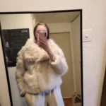 TRAFZA Women Fashion Cropped Faux Fur Jacket Coat Long Sleeve Front Snap-button Female Outerwear Chic Lapel Collar Thick Coat photo review