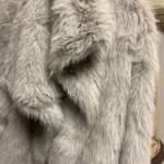 TRAFZA Women Fashion Cropped Faux Fur Jacket Coat Long Sleeve Front Snap-button Female Outerwear Chic Lapel Collar Thick Coat photo review