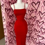 2025 New Spring Summer Women's High Elastic Sleeveless Backless Dress Long Sling Dresses Club Sexy Suspender Dress photo review