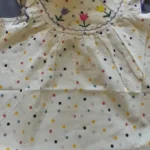 New Cute Girl'S Dress Sweet Rose Embroidered Small Round Dots Korean Version Loose Bubble Sleeve Cotton Beach Skirt photo review