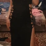 Criss Cross Cut Out Dress, Sexy Bodycon Mock Neck Sleeveless Dress, Women's Clothing photo review