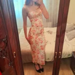New Floral Suspender Split Slim Sleeveless Patry Beach Style Spaghetti Strap Dress Women Clothes Mini Dress 2024 Summer photo review
