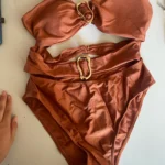 3 Colors Sexy Metal Rings Cut Out Women Swimwear One Piece Swimsuit Female Bandeau High Leg Cut Bather Bathing Suit Swim B022D photo review