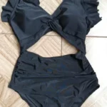 Contrast Mesh One Piece Swimsuit, V Neck Solid Color Backless Tummy Control High Cut Bathing Suit, Women's Swimwear & Clothing photo review