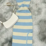 2024 Stripe Summer Elastic Split Bodycon Dress Sexy Beach Vacation Sundress Women Casual Slim Pencil Vestidos Maxi Long Dress photo review