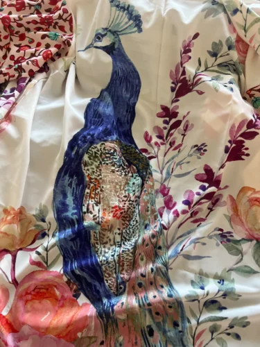Women Casual Beach Kimono Cover-Up with Peacock Print Long Cardigan Style with Belt Animal Pattern Sun Protection Outerwear photo review