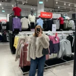 TRAFZA Women Fashion Cropped Faux Fur Jacket Coat Long Sleeve Front Snap-button Female Outerwear Chic Lapel Collar Thick Coat photo review