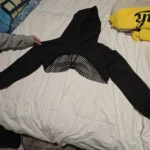 Street Sport Drop Shoulder Drawstring Hollow Out Super Crop Sports Hoodie Without Cami Top photo review