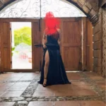 Burgundy Satin Beach Maxi Women Dress for Christmas Sexy Side Slit Adjustable Straps Evening Prom Dress Cheap Bridesmaid Dresses photo review