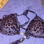 2024 Brazilian Summer Women Leopard Pearl Bathing Suit Beachwear Thong Two Pieces Set Special Fabric Halter Neck Swimwear Bikini photo review