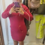 Women‘s Knee-Length Pockets Dress Hooded Warm Sweat Shirt Long Sleeve Side Zip Neckline Simple Casual Sports Skirt photo review