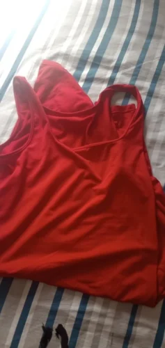 2024 Summer Sexy Tank Top Dress European and American Plus Size Solid Color Women's Sleeveless Mini Dress photo review