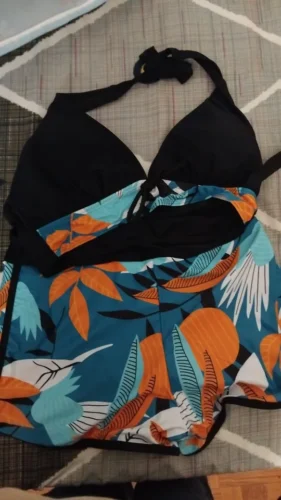 2023 Halter Bikini Set Short Swimsuit Women High Waist Swimwear Female Printed Bathers Swimming Bathing Swim Suit Beachwear photo review