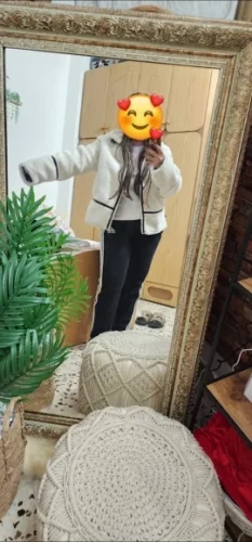 2024 RARF Autumn New Women's European and American Style Artificial Fur Effect Motorcycle Jacket Coat with Fur Integration photo review