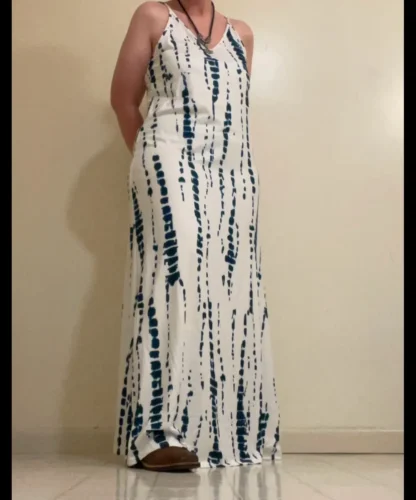 Clearance_Women's Casual Loose V-neck Tie Dye Printed Spaghetti Maxi Dress Summer Beach Vacation Long Dress_Continuous updates photo review