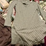 Women sexy knit V-neck reverse neck split dress autumn winter full sleeve elastic basic body sweater photo review