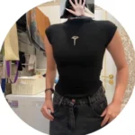 Women Summer Sexy Turtleneck Sleeveless T-Shirts Tops Solid Slim Fit Pullovers Causal Tees Shirts Female Streetwear Basics Tees photo review