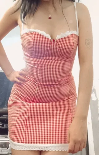 Candyhot Plaid Y2K Lace Vintage Spaghetti Strap Mini Dresses Backless Aesthetic Casual Slim Dress Evening Party Autumn Vestidos photo review