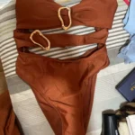 3 Colors Sexy Metal Rings Cut Out Women Swimwear One Piece Swimsuit Female Bandeau High Leg Cut Bather Bathing Suit Swim B022D photo review