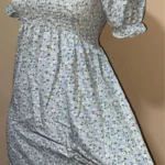 Spring Summer Chiffon Dress Women Midi DressesFemale Short Sleeve Elastic Waist Printed Floral Pleated Backless Casual Dress photo review