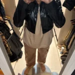 Xeemilo Autumn Faux Leather Short Jacket Y2K Turn-down Collar Fashion Botton Decoration PU Coat 2022 Grunge Street Casual Coats photo review