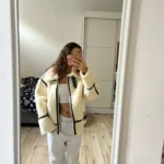 2024 RARF Autumn New Women's European and American Style Artificial Fur Effect Motorcycle Jacket Coat with Fur Integration photo review