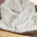 TRAFZA Women Fashion Cropped Faux Fur Jacket Coat Long Sleeve Front Snap-button Female Outerwear Chic Lapel Collar Thick Coat photo review