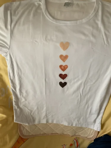 Love Heart Print Women Summer T Shirt Girl O Neck Funny Y2K Tops Tee Female 90s Casual Clothing photo review