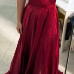 Burgundy Satin Beach Maxi Women Dress for Christmas Sexy Side Slit Adjustable Straps Evening Prom Dress Cheap Bridesmaid Dresses photo review