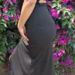 Sexy Black Long Bodycon Dress Women Summer Sleeveless Blackless Halter Neck Spaghetti Strap Dresses High Split Vestidos photo review