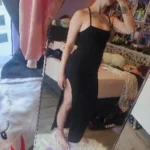 Sexy Black Long Bodycon Dress Women Summer Sleeveless Blackless Halter Neck Spaghetti Strap Dresses High Split Vestidos photo review