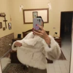 TRAFZA Women Fashion Cropped Faux Fur Jacket Coat Long Sleeve Front Snap-button Female Outerwear Chic Lapel Collar Thick Coat photo review