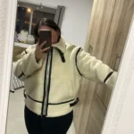 2024 RARF Autumn New Women's European and American Style Artificial Fur Effect Motorcycle Jacket Coat with Fur Integration photo review