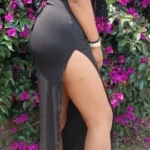 Sexy Black Long Bodycon Dress Women Summer Sleeveless Blackless Halter Neck Spaghetti Strap Dresses High Split Vestidos photo review