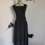 WhereMery Elegant Slip Long Dresses Sexy Women Ruched Bodycon Solid Maxi Dress Spring Y2K Summer Temperament High-waist Vestidos photo review