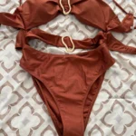 3 Colors Sexy Metal Rings Cut Out Women Swimwear One Piece Swimsuit Female Bandeau High Leg Cut Bather Bathing Suit Swim B022D photo review