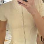 Summer High Quality Waist Slimming Training Tops Women's Quick-drying Tight Stand Collar Full Zipper Short Sleeves Yoga shirts photo review