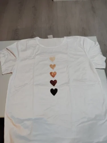 Love Heart Print Women Summer T Shirt Girl O Neck Funny Y2K Tops Tee Female 90s Casual Clothing photo review