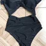 Contrast Mesh One Piece Swimsuit, V Neck Solid Color Backless Tummy Control High Cut Bathing Suit, Women's Swimwear & Clothing photo review