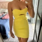 TRZA-Women's Strapless Hollow Out Mini Dress, Sexy Sweetheart Neck, Back Zipper, Female Dresses, Fashion photo review